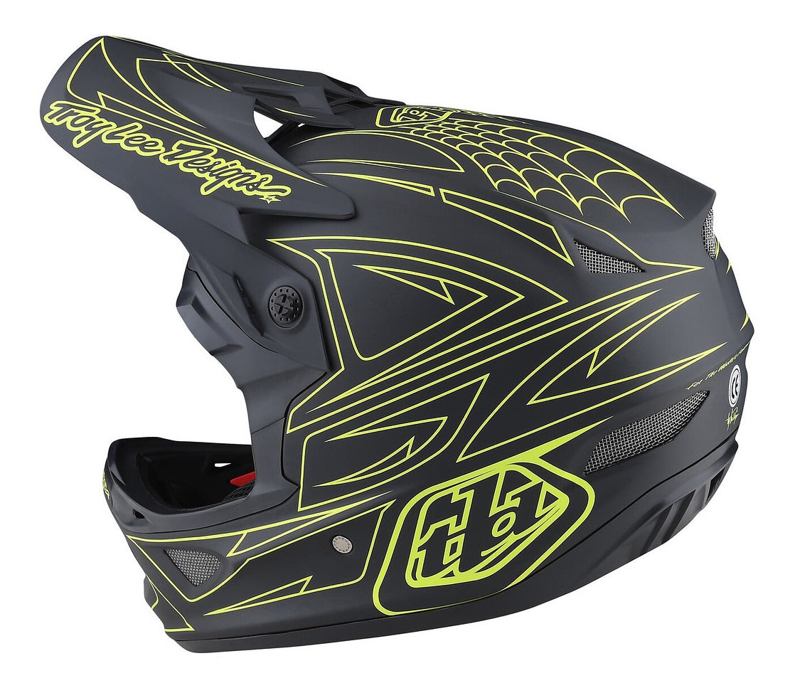 Casco Troy Lee Designs D3 Fiberlite Spiderstripe Gray / Yellow